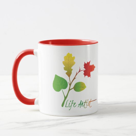 Sei ein Motivierend Slogan für Life Artist, mit Bl Tasse (Links)
