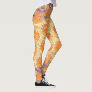 Sei ein Star Yellow Lila Sun Muster Leggings