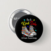 Sei eine freundliche Seele Autism Awareness Regenb Button (Vorne & Hinten)