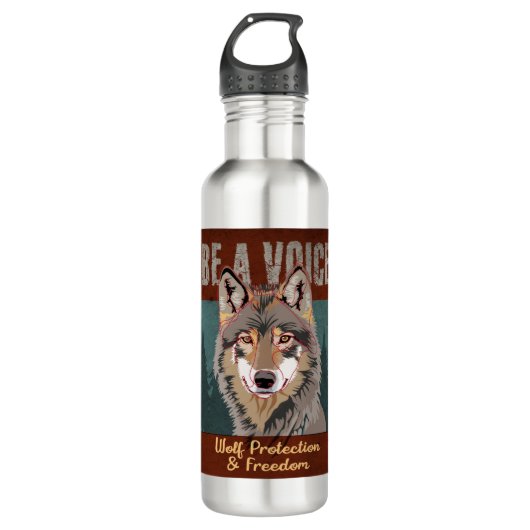 Sei eine Stimme - Wolf-Schutz und Freiheit Edelstahlflasche (Vorderseite)
