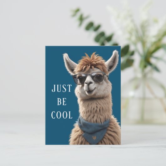 Sei einfach Cool Llama Funky Alpaca Sonnenbrille Postkarte (Stehend Vorderseite)