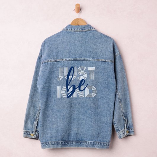 Sei einfach freundlich weiß, blaue Script Typograf Jeansjacke (Hangar)
