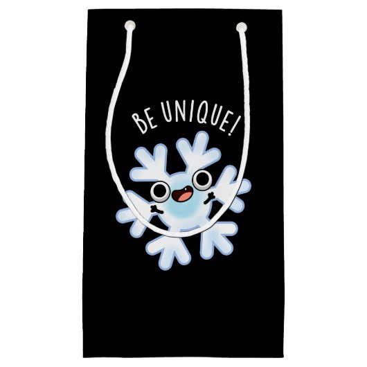 Sei einzigartig Funny Snowflake Puff Dark BG Kleine Geschenktüte (Vorderseite)