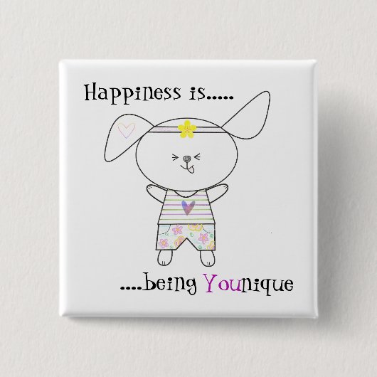 Sei einzigartig kawaii-Quirky-Dog-Empowerment-Tast Button (Vorderseite)