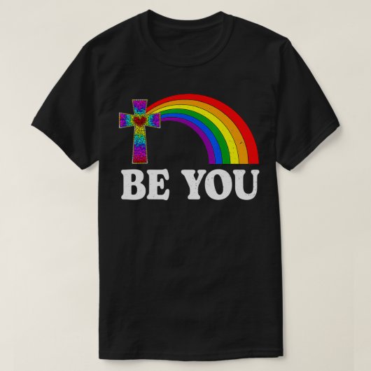Sei es LGBTQ Sozialstolz Rainbow Cross Closing G T-Shirt (Design vorne)
