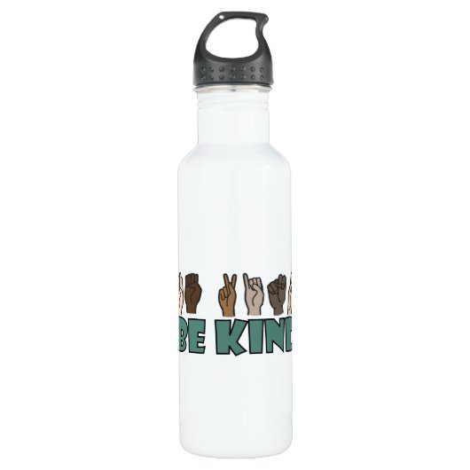 Sei freundlich ASL American Sign Language Edelstahlflasche (Vorderseite)