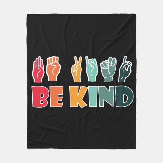 Sei freundlich ASL American Sign Language Fleecedecke (Vorderseite)