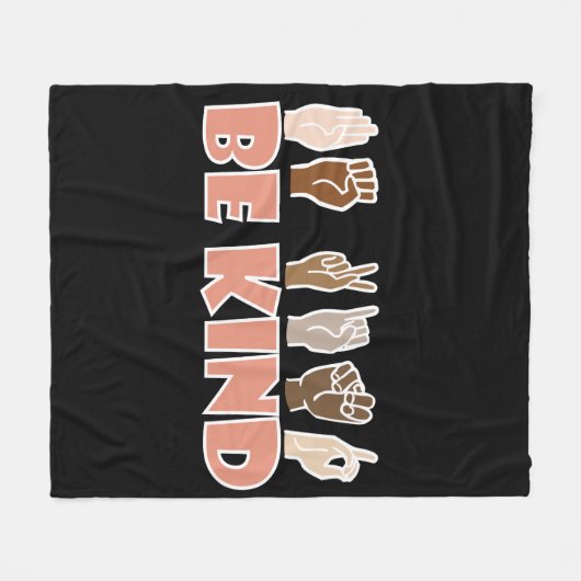 Sei freundlich ASL American Sign Language Fleecedecke (Vorderseite (Horizontal))