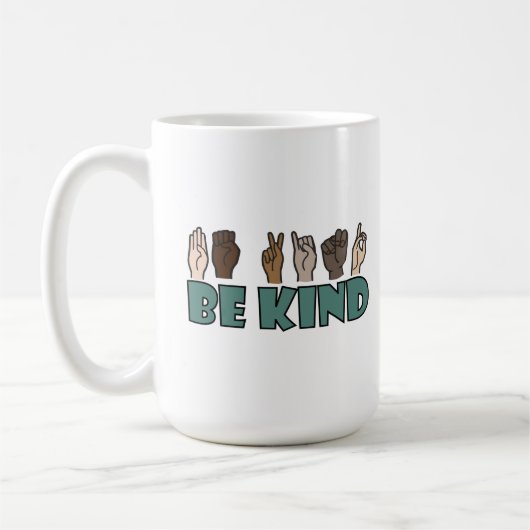 Sei freundlich ASL American Sign Language Kaffeetasse (Links)