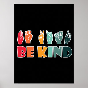 Sei freundlich ASL American Sign Language Poster