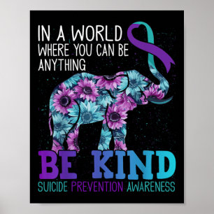 Sei freundlich Elefant Sonnenblume Türkis Lila Ban Poster