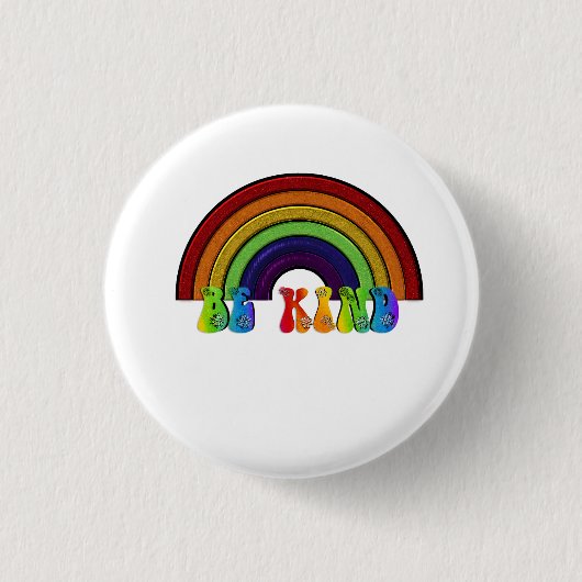 Sei freundlich LGBTQ Regenbogen Positivität Button (Vorderseite)