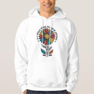 Sei freundlich Regenbogen-Blumen-Vintage-Stickerei Hoodie