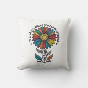 Sei freundlich Regenbogen-Blumen-Vintage-Stickerei Kissen