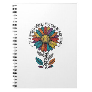 Sei freundlich Regenbogen-Blumen-Vintage-Stickerei Notizblock