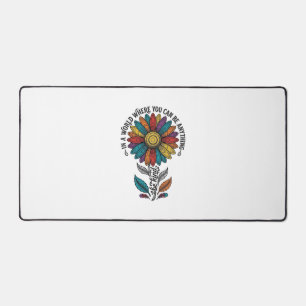 Sei freundlich Regenbogen-Blumen-Vintage-Stickerei Schreibtischunterlage
