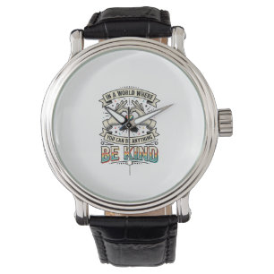 Sei freundlich Regenbogen Herz Hände Vintage-Shirt Armbanduhr