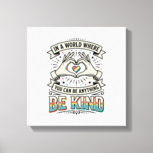 Sei Freundlich Regenbogen Herz Hände Vintage-Shirt Leinwanddruck