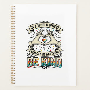 Sei freundlich Regenbogen Herz Hände Vintage-Shirt Planer