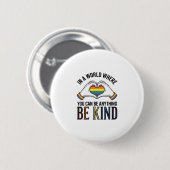 Sei Freundlich Regenbogen Herz Hände Vintage Vekto Button (Vorne & Hinten)