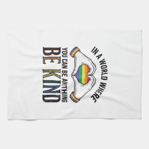 Sei Freundlich Regenbogen Herz Hände Vintage Vekto Geschirrtuch