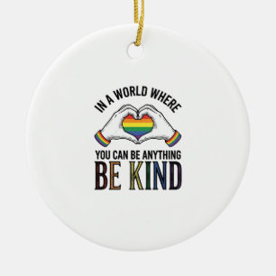 Sei Freundlich Regenbogen Herz Hände Vintage Vekto Keramik Ornament