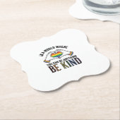 Sei Freundlich Regenbogen Herz Hände Vintage Vekto Untersetzer (angewinkelt)