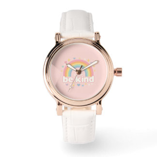 Sei freundlich – Regenbogen-Pastell-Positivität Armbanduhr