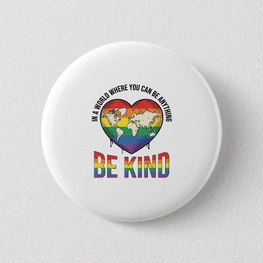 Sei freundlich Welt Herz Regenbogen Vektor T-Shirt Button (Vorderseite)