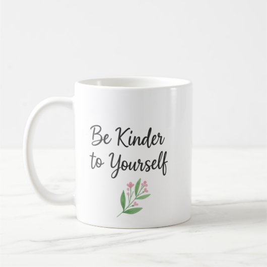 Sei freundlich zu dir selbst Wasserfarben-Blumen-S Kaffeetasse (Links)