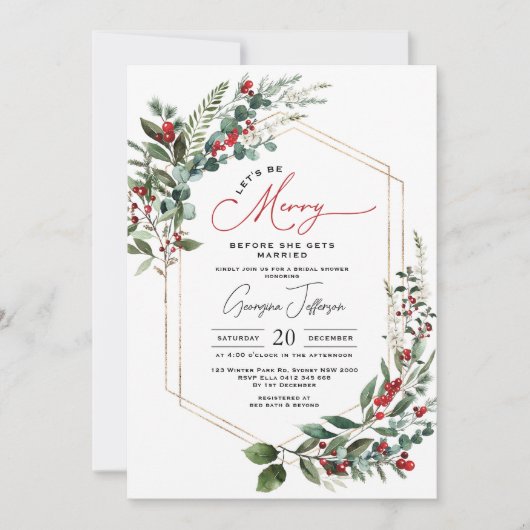 Sei froh, bevor sie Verheiratetes Brautparty bekom Einladung (Vorderseite)