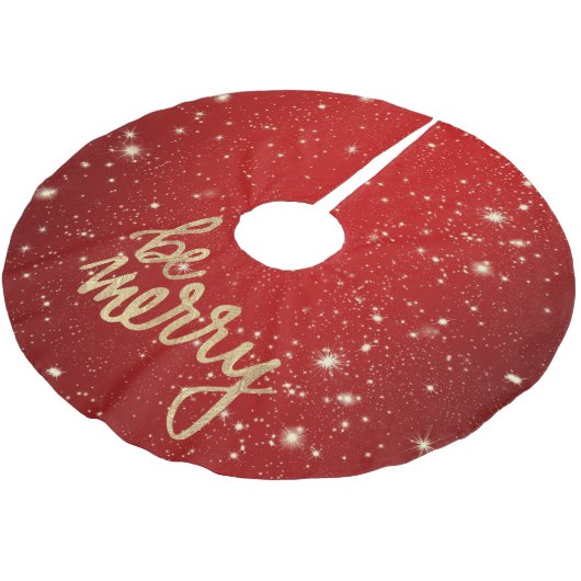 Sei froh, moderne rote Weihnachten Polyester Weihnachtsbaumdecke (Schrägansicht)