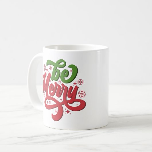 Sei froh Retro Groovy Weihnachtsfeiertage Kaffeetasse (Vorderseite Links)