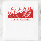 Sei froh rot handgeschriebene Weihnachts-Rücksende Rechteckiger Aufkleber (Tasche)