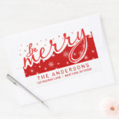 Sei froh rot handgeschriebene Weihnachts-Rücksende Rechteckiger Aufkleber (Umschlag)