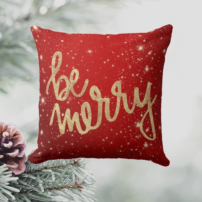 Sei froh - rot und Gold - Weihnachten Kissen (Be Merry - Red and Gold - Christmas Throw Pillow)