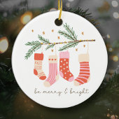 Sei froh und hell rot & weiß Weihnachten Urlaub Keramik Ornament