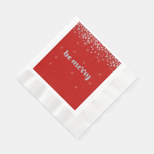 Sei froh, Weihnachten, Silberner Glitzer, Sparkle Serviette (Ecke)