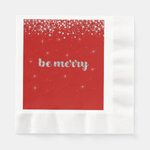 Sei froh, Weihnachten, Silberner Glitzer, Sparkle Serviette