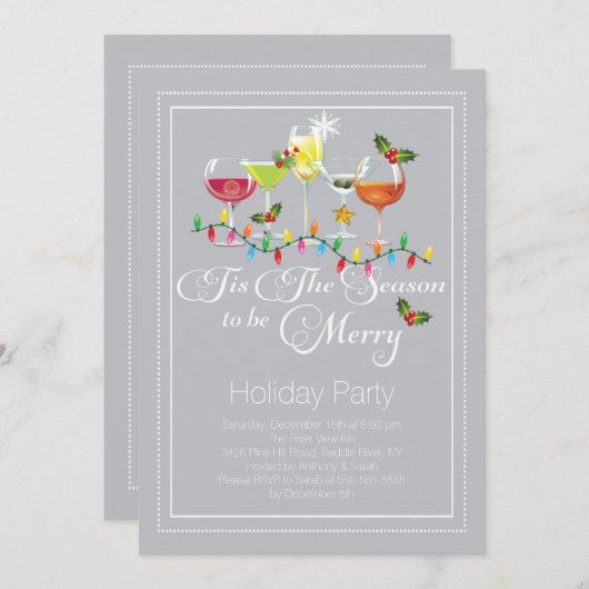 Sei frohe Ferien Cocktail Party Einladung (Vorne/Hinten)