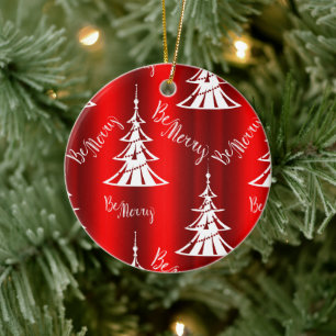 Sei frohe rote Weihnachten Keramik Ornament