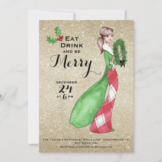 Sei frohe Weihnachts-Abendessen Paty Einladung (Vorderseite)