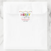 Sei frohe Weihnachtsgeschenke Tag farbenfroher Spa Quadratischer Aufkleber (Tasche)
