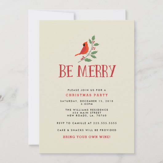 Sei froher Kardinal Weihnachts-Party Einladung (Vorderseite)