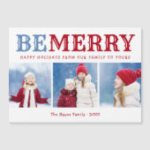 Sei fröhlich | 3 FotoCollage Magnetische Weihnacht Magnetkarte (Vorderseite)