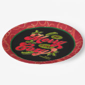 Sei fröhlich Bleibe gemütliche Weihnachten Pappteller (Schrägansicht)