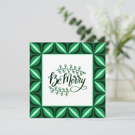 Sei fröhlich grüne Retro Weihnachtskarte (Stehend Vorderseite)