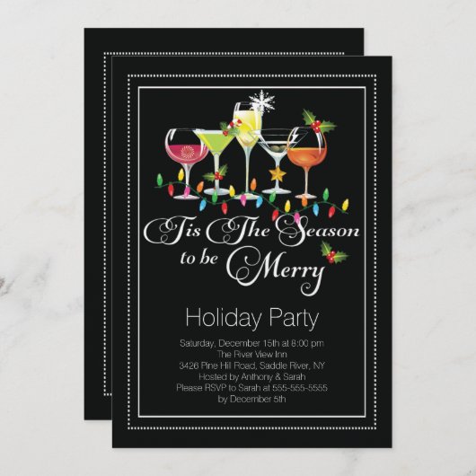 Sei fröhlich Holiday Cocktail Party Einladung (Vorne/Hinten)
