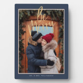 Sei fröhlich | Modern Couple Christmas Foto Keepak Fotoplatte (Vorderseite)