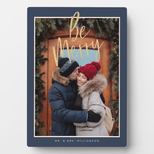 Sei fröhlich | Modern Couple Christmas Foto Keepak Fotoplatte (Vorderseite)